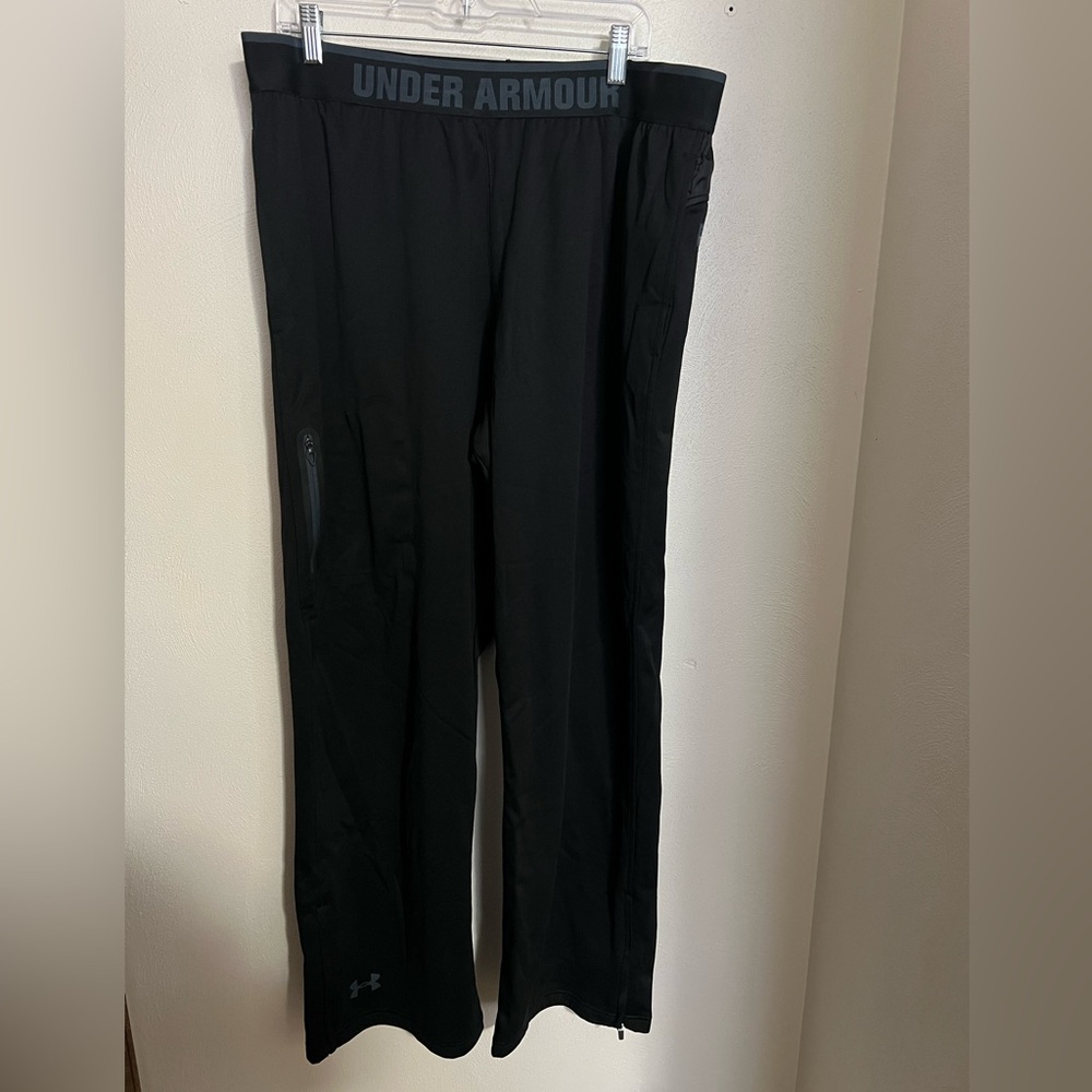 UNDER ARMOUR Classic Zippered Ankle Athletic Athleisure Sweatpants Black Mens 2X